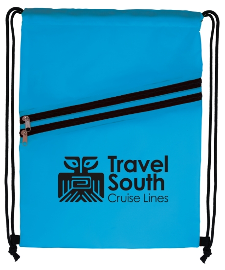 Good Value™ Neon Multi-Zippered Drawstring Backpack - Neon blue